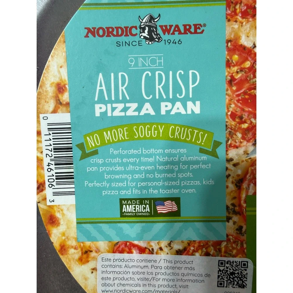 Nordic Ware 9 Inch Air Crisp Pizza Pan Aluminum Perforated Toaster Oven Tray NEW